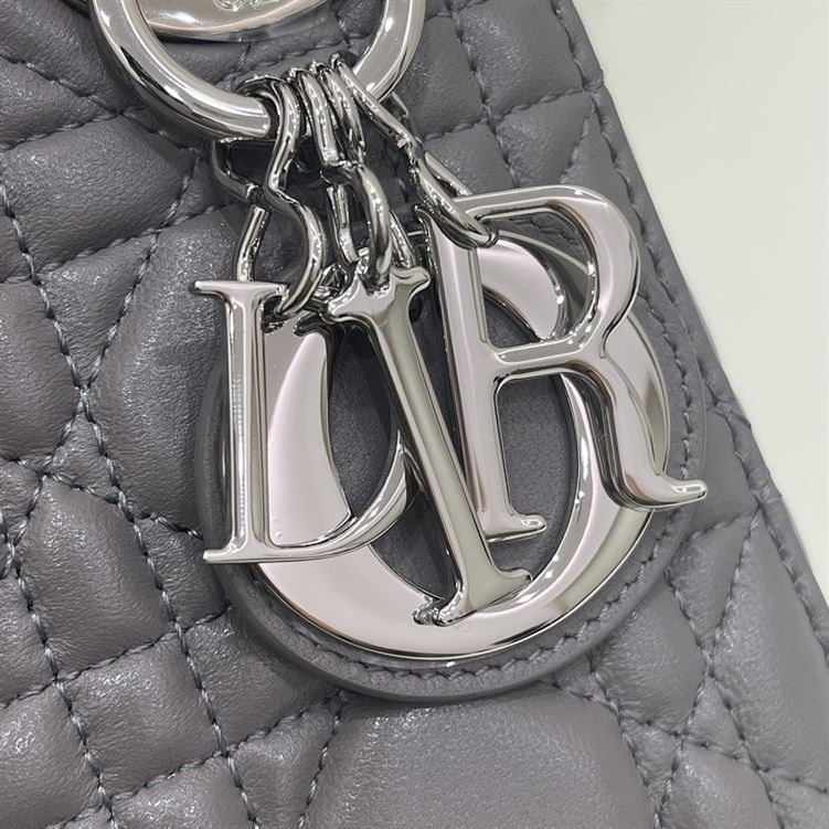 Mini Lady Dior Bag Grey Cannage Leather Silver Hardware – DB059