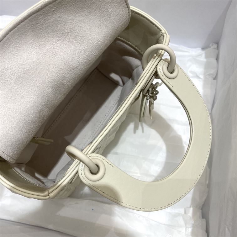Mini Lady Dior Bag Latte Cannage Calfskin with Diamond Motif – DB063