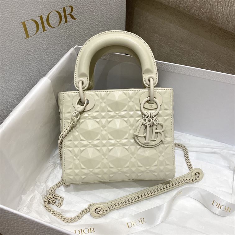 Mini Lady Dior Bag Latte Cannage Calfskin with Diamond Motif – DB063