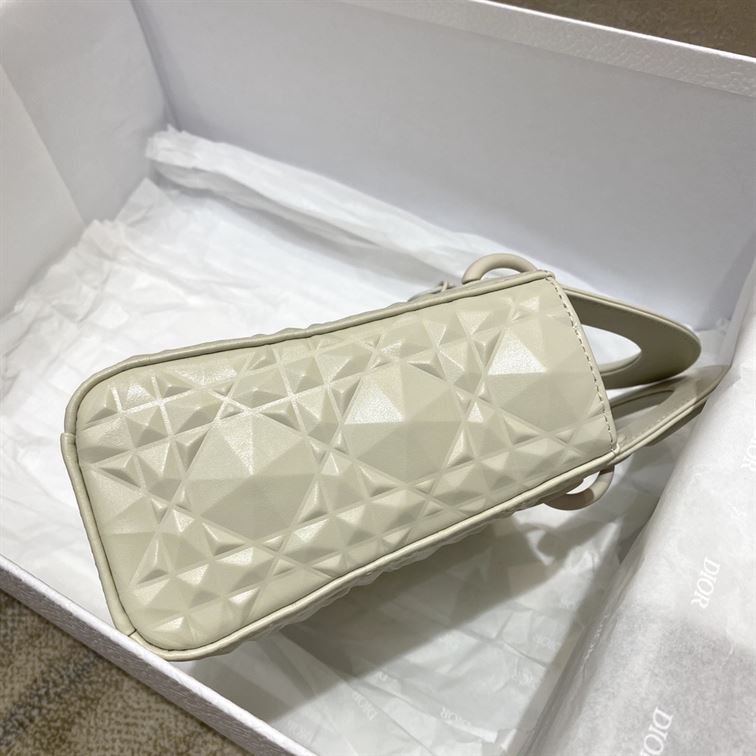 Mini Lady Dior Bag Latte Cannage Calfskin with Diamond Motif – DB063