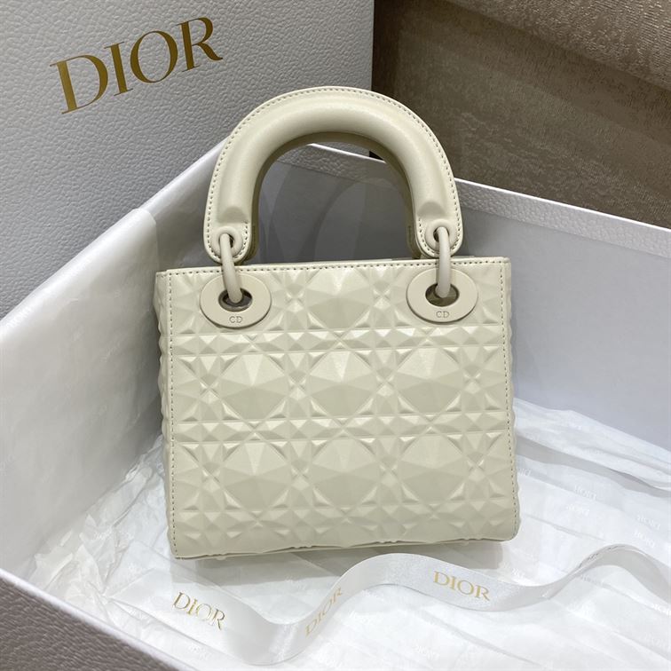 Mini Lady Dior Bag Latte Cannage Calfskin with Diamond Motif – DB063