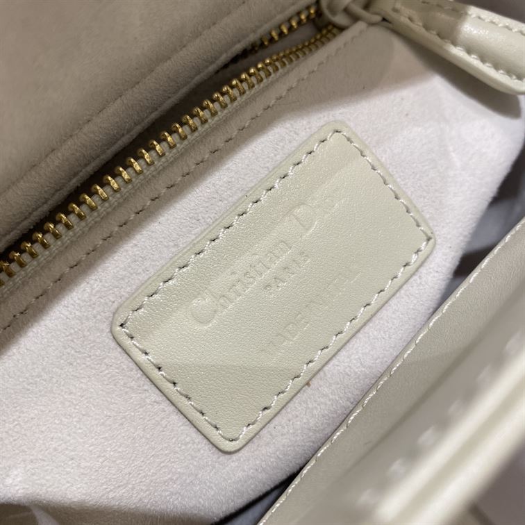 Mini Lady Dior Bag Latte Cannage Calfskin with Diamond Motif – DB063