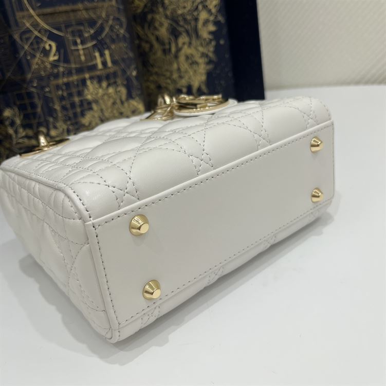 Mini Lady Dior Bag Latte Cannage Lambskin Gold Hardware – DB057
