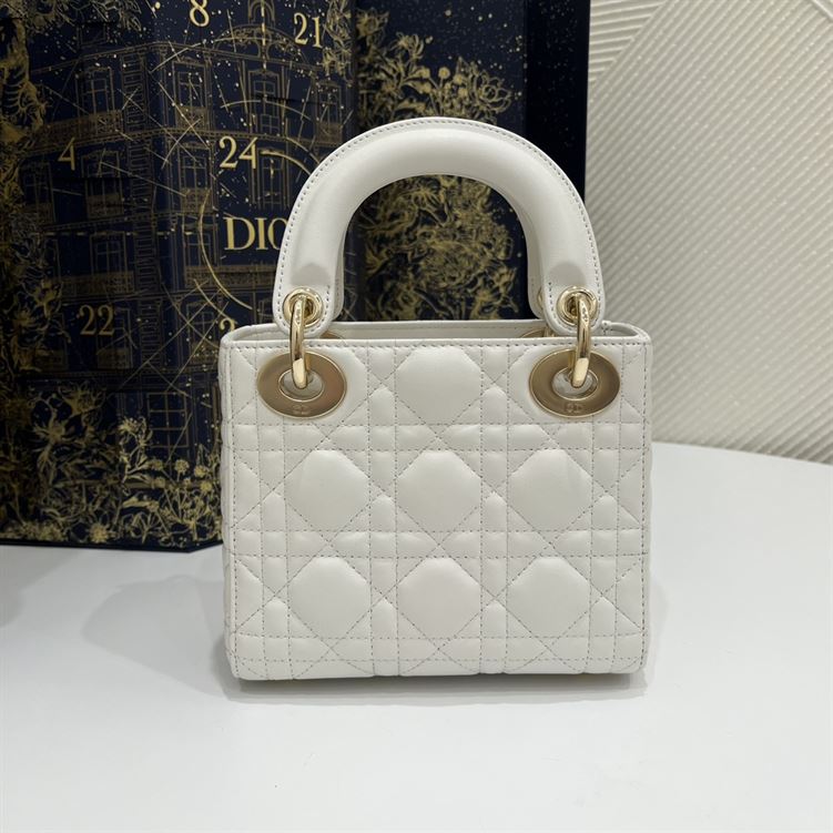Mini Lady Dior Bag Latte Cannage Lambskin Gold Hardware – DB057