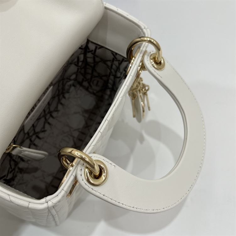 Mini Lady Dior Bag Latte Cannage Lambskin Gold Hardware – DB057