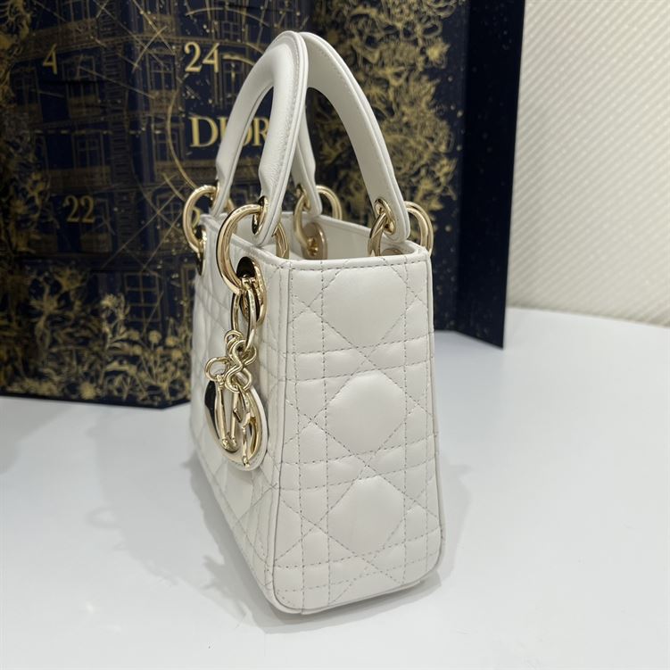 Mini Lady Dior Bag Latte Cannage Lambskin Gold Hardware – DB057