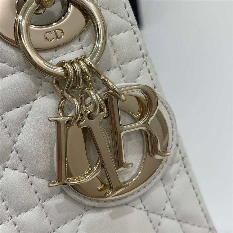 Mini Lady Dior Bag Latte Cannage Lambskin Gold Hardware – DB057