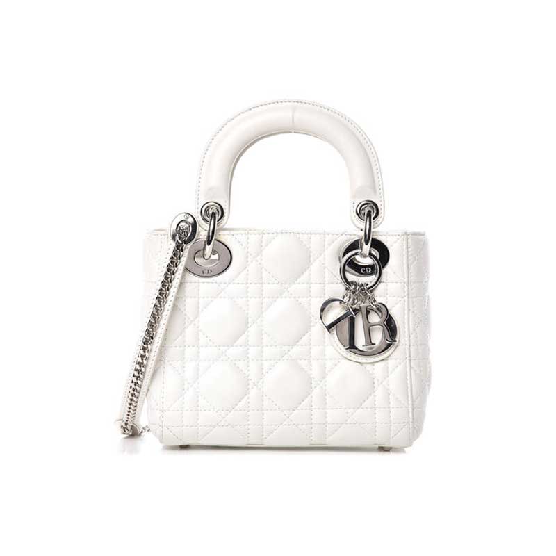 Mini Lady Dior Bag Latte Cannage Lambskin Silver Hardware – DB060