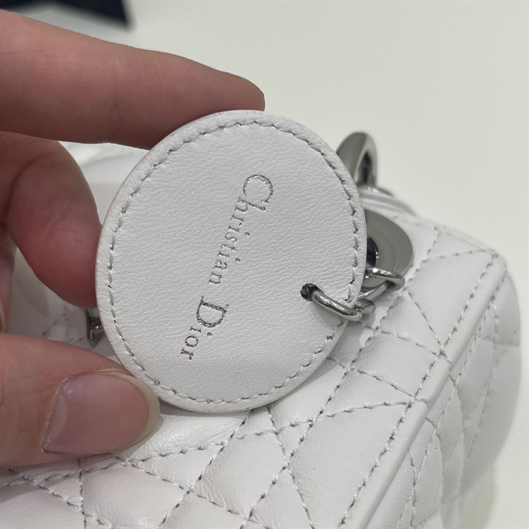 Mini Lady Dior Bag Latte Cannage Lambskin Silver Hardware – DB060