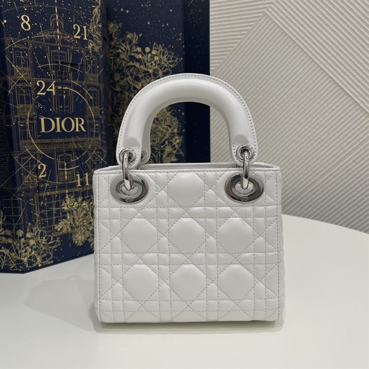 Mini Lady Dior Bag Latte Cannage Lambskin Silver Hardware – DB060