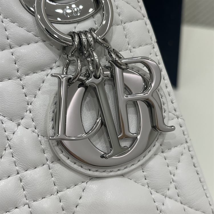 Mini Lady Dior Bag Latte Cannage Lambskin Silver Hardware – DB060
