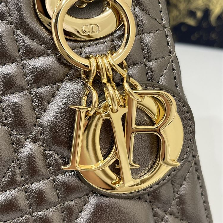 Mini Lady Dior Bag Metallic Grey Cannage Leather – DB056