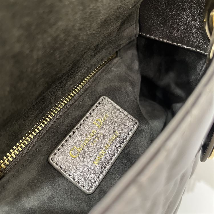 Mini Lady Dior Bag Metallic Grey Cannage Leather – DB056
