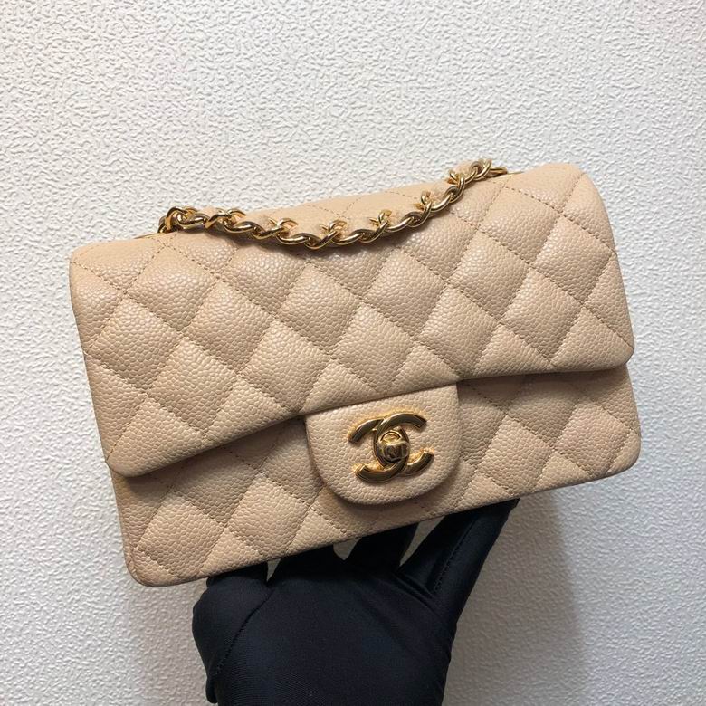 Small Classic Double Flap bag beige caviar leather – CB028