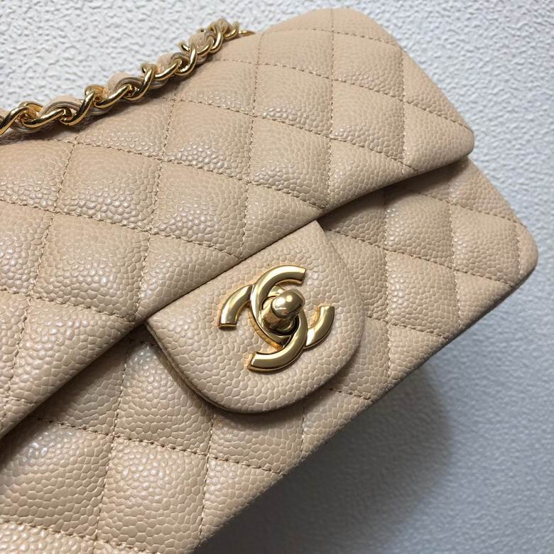 Small Classic Double Flap bag beige caviar leather – CB028
