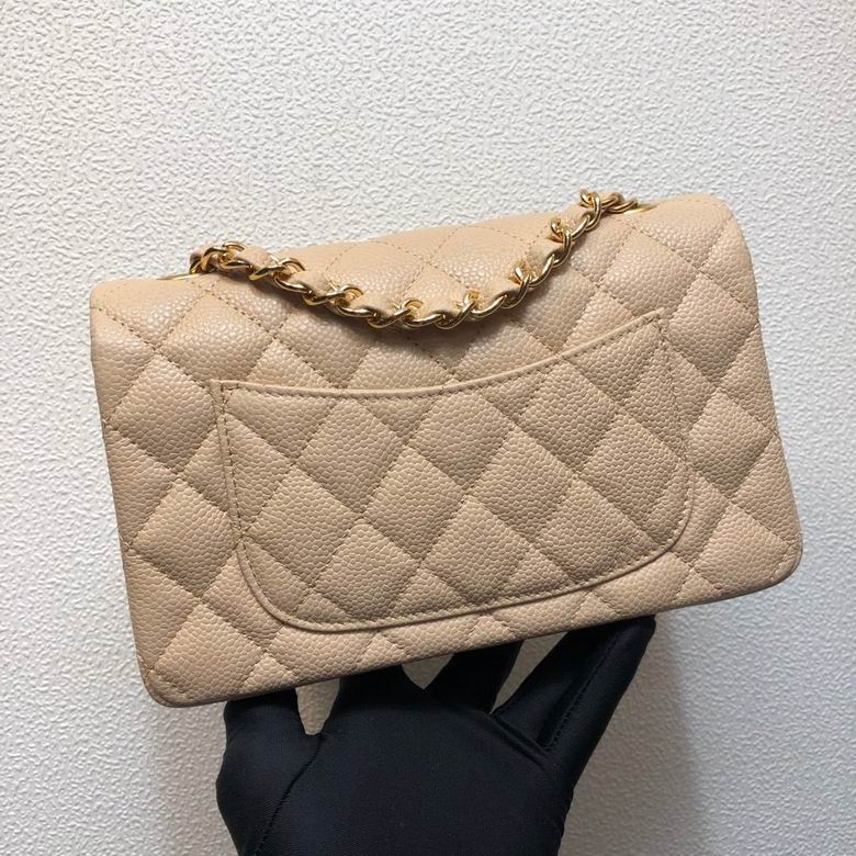 Small Classic Double Flap bag beige caviar leather – CB028