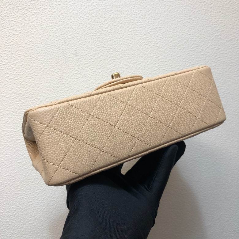 Small Classic Double Flap bag beige caviar leather – CB028