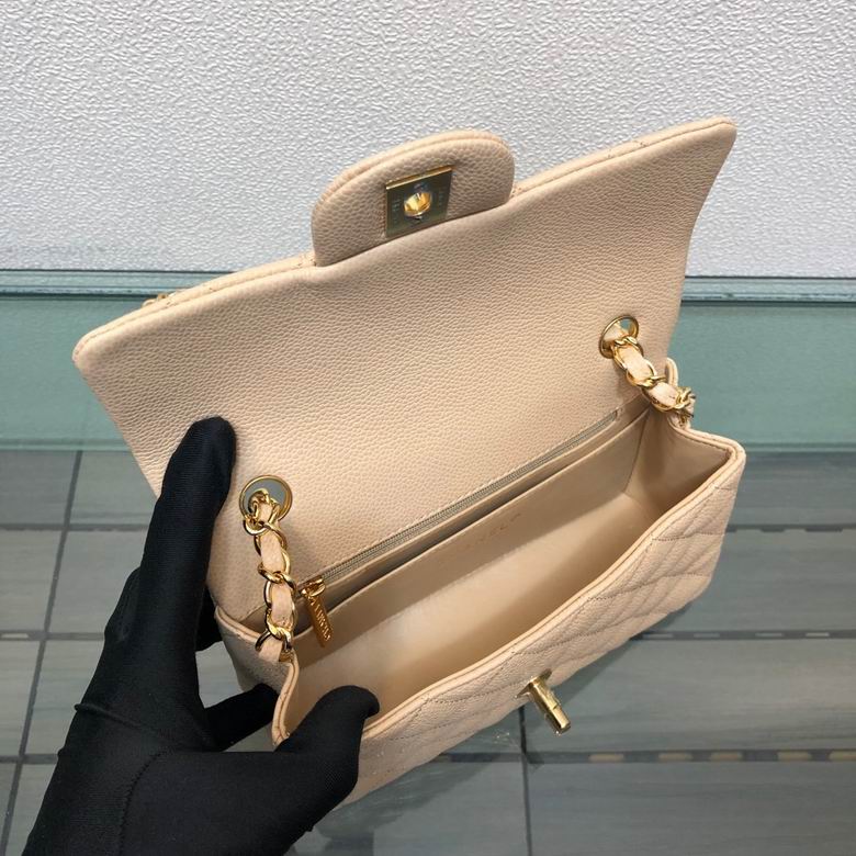 Small Classic Double Flap bag beige caviar leather – CB028