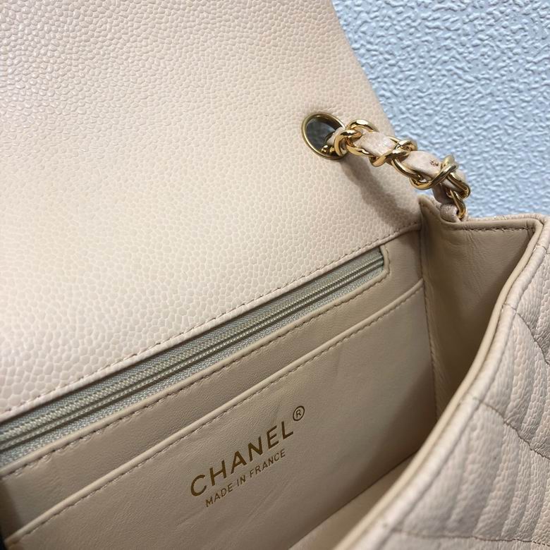 Small Classic Double Flap bag beige caviar leather – CB028