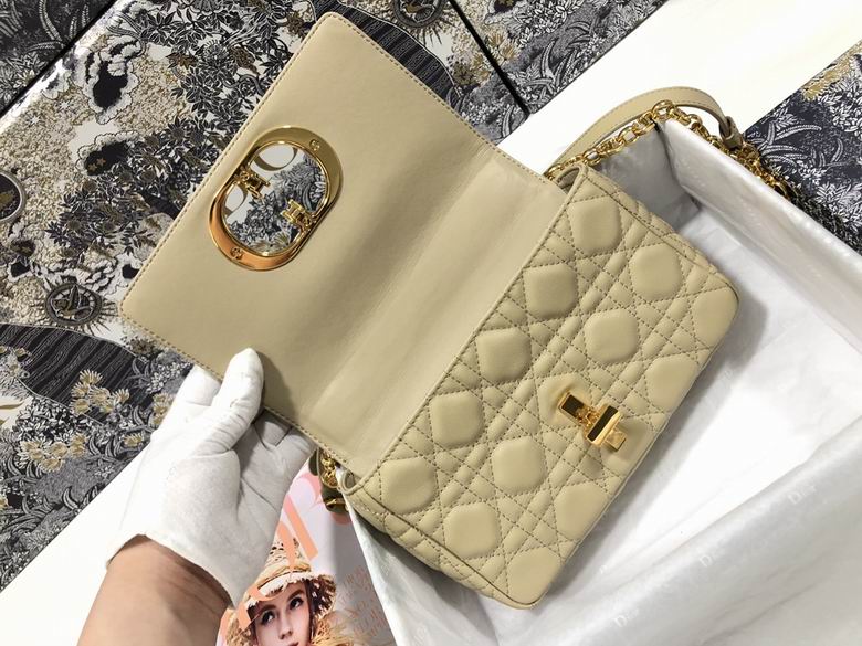 Small Dior Caro Bag Beige Supple Cannage Calfskin – DB067