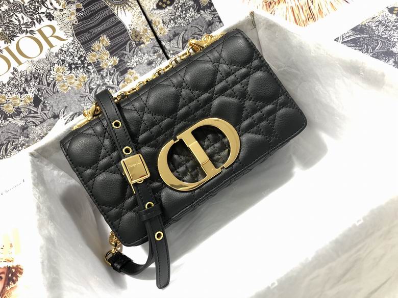Small Dior Caro Bag Black Supple Cannage Calfskin – DB064