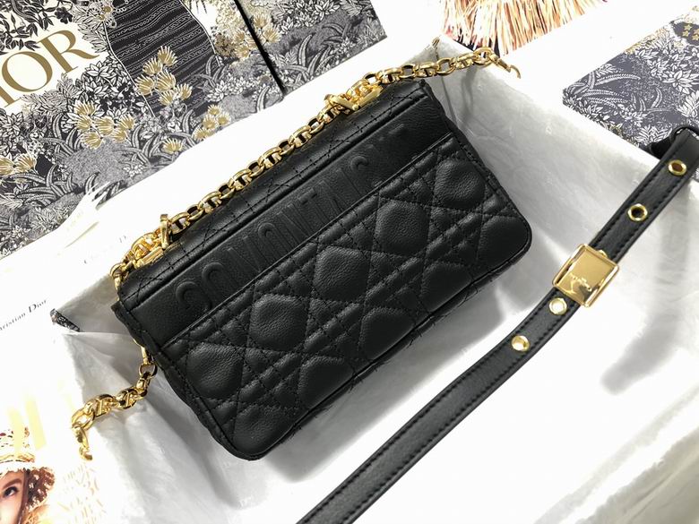 Small Dior Caro Bag Black Supple Cannage Calfskin – DB064