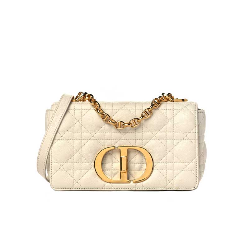 Small Dior Caro Bag Ivory Supple Cannage Calfskin – DB066