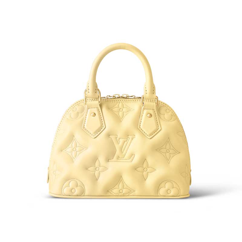 Louis Vuitton Alma BB Banana Yellow Quilted embroidered smooth calf leather – LB079