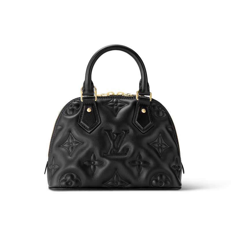 Louis Vuitton Alma BB Black Quilted embroidered smooth calf leather – LB078