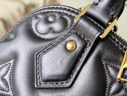 Louis Vuitton Alma BB Black Quilted embroidered smooth calf leather – LB078
