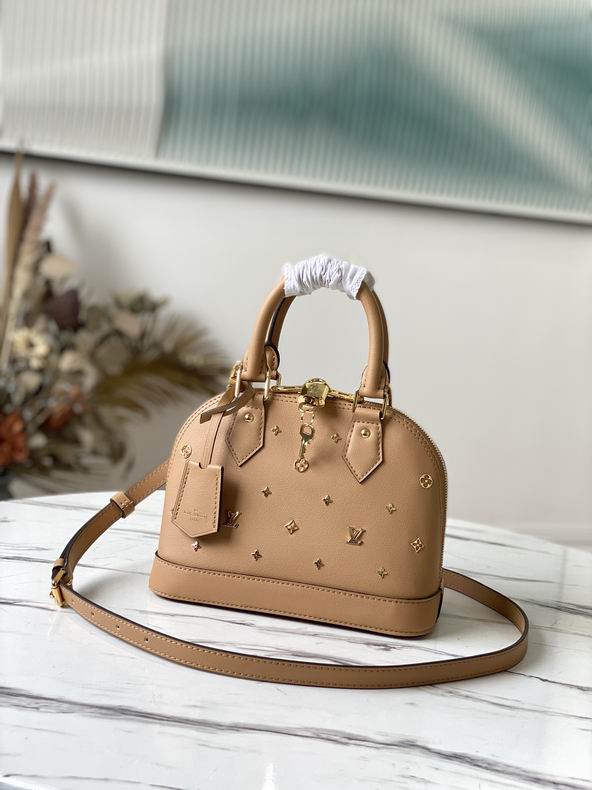 Louis Vuitton Alma BB Calfskin Metal Monogram Camel Brown – LB093