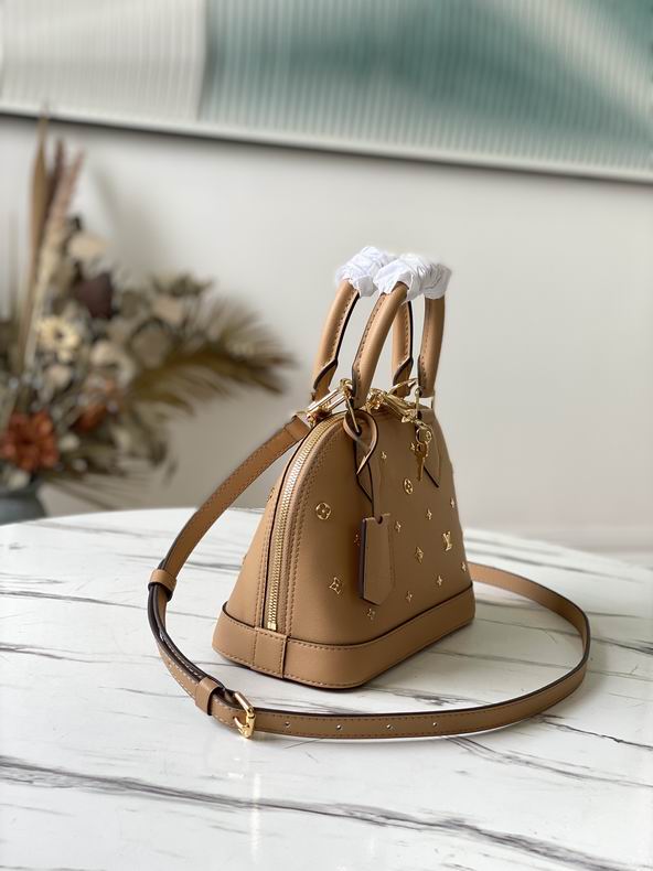 Louis Vuitton Alma BB Calfskin Metal Monogram Camel Brown – LB093