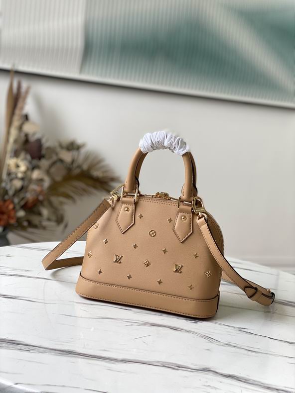 Louis Vuitton Alma BB Calfskin Metal Monogram Camel Brown – LB093
