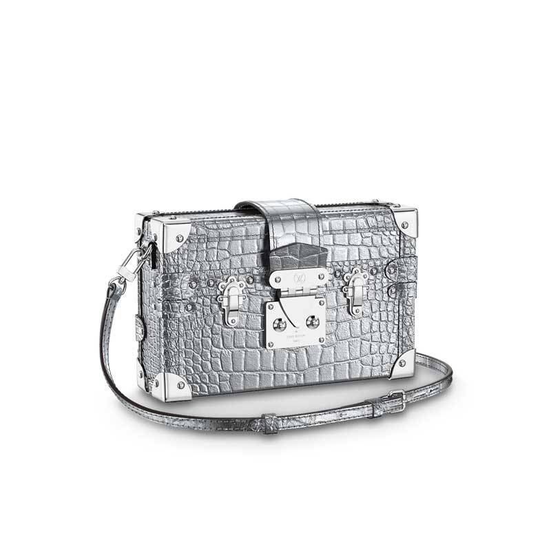 Petite Malle Silver Metallise Froisse Brilliant Alligator leather – LB102