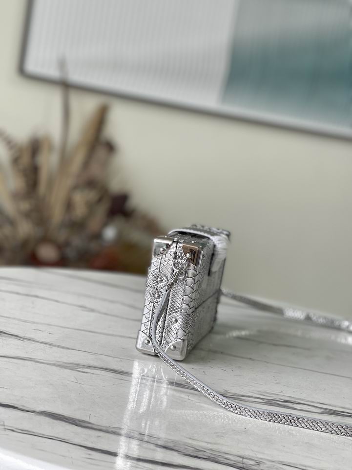 Petite Malle Silver Metallise Froisse Brilliant Alligator leather – LB102