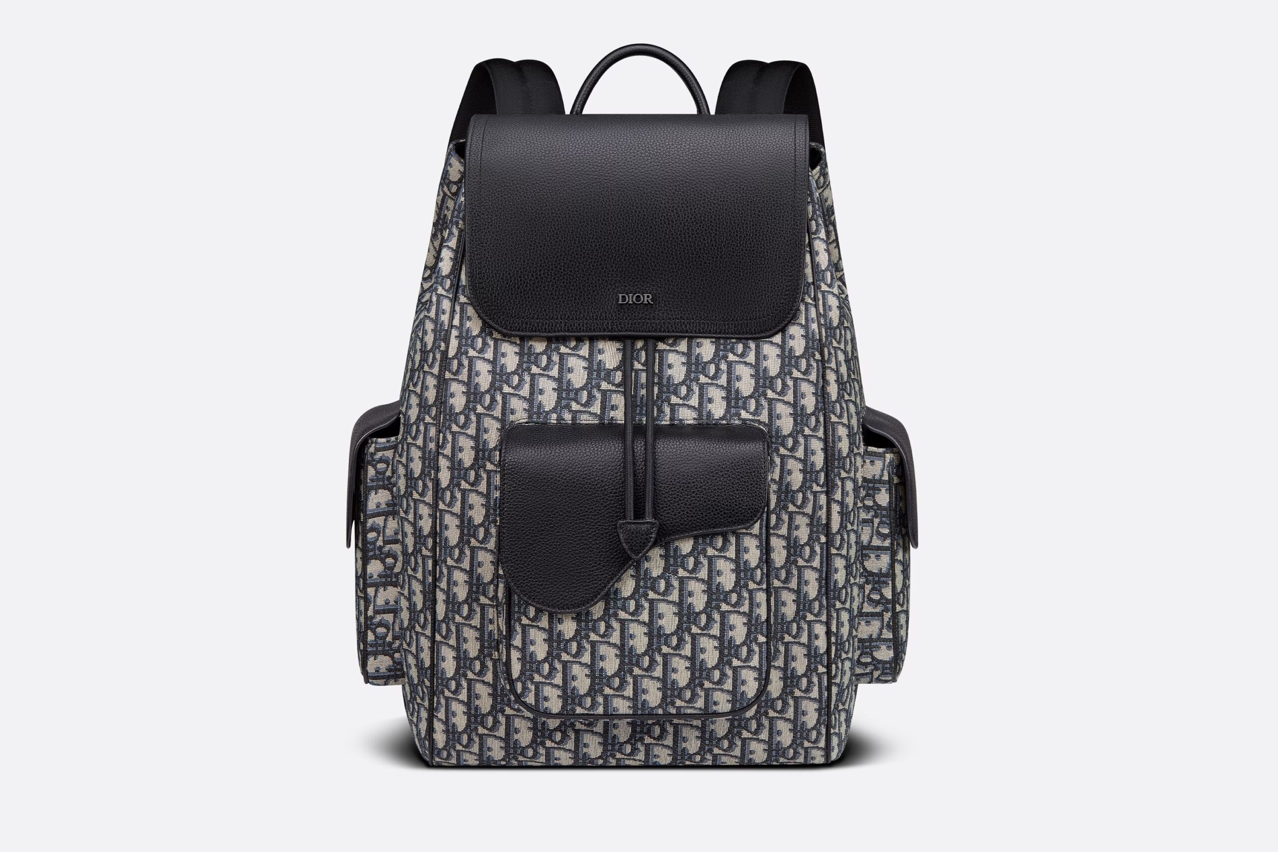 Saddle Backpack Beige and Black Grained Calfskin – DB091