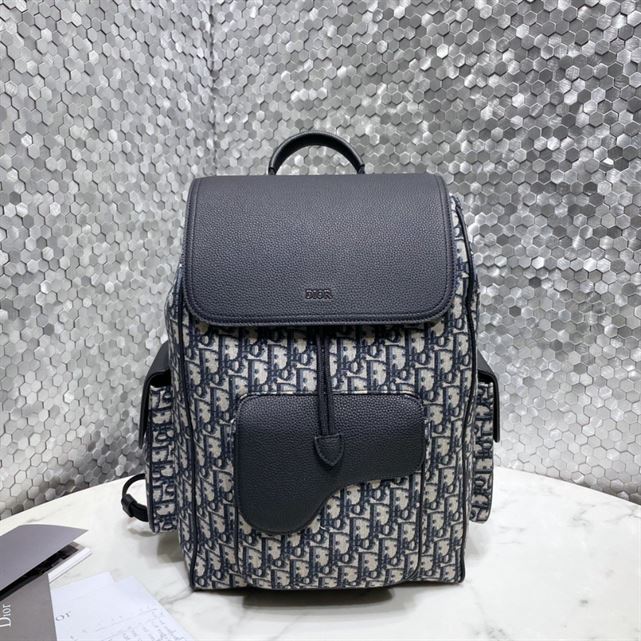 Saddle Backpack Beige and Black Grained Calfskin – DB091