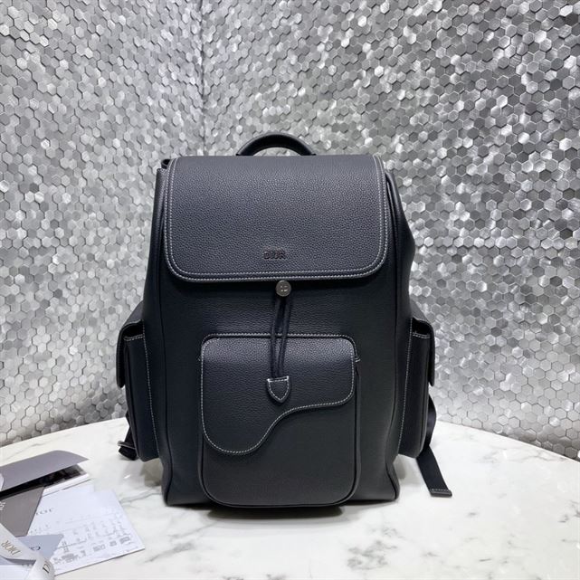 Saddle Backpack Black Grained Calfskin – DB090