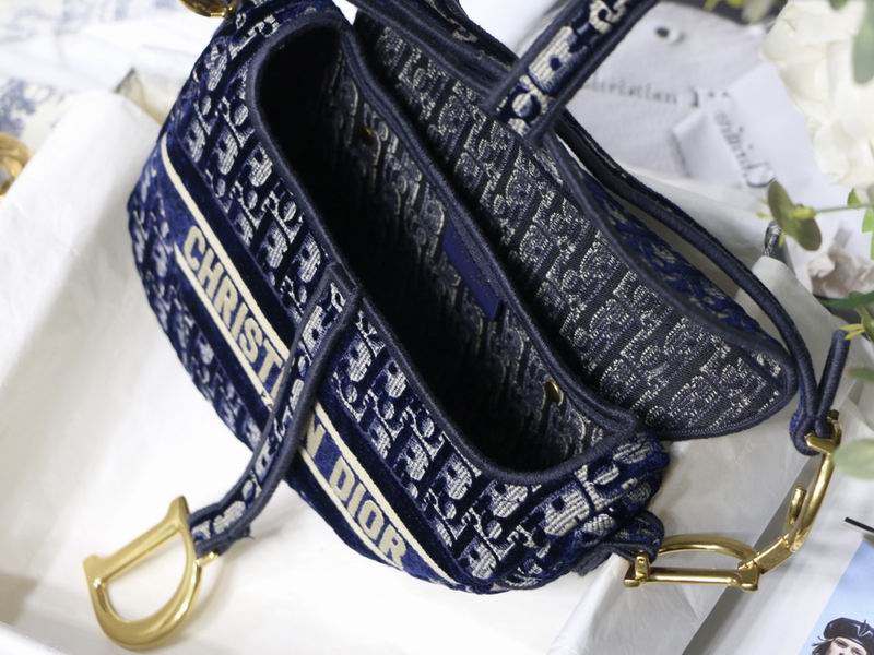 Saddle Bag Blue Dior Oblique Embroidery – DB075