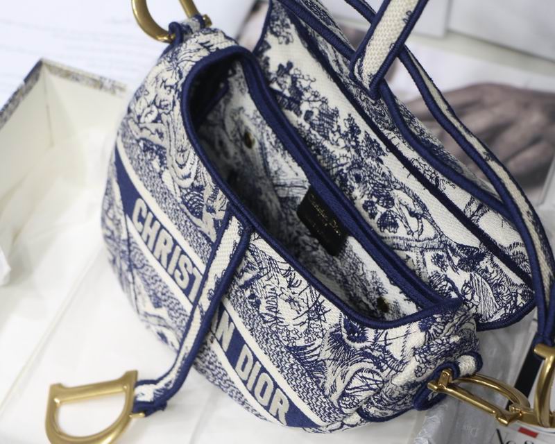 Saddle Bag Blue Toile de Jouy Embroidery – DB074