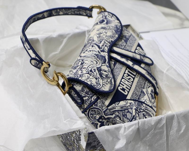 Saddle Bag Blue Toile de Jouy Embroidery – DB074