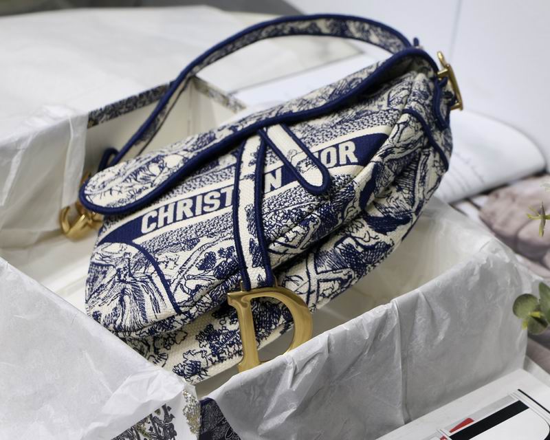 Saddle Bag Blue Toile de Jouy Embroidery – DB074