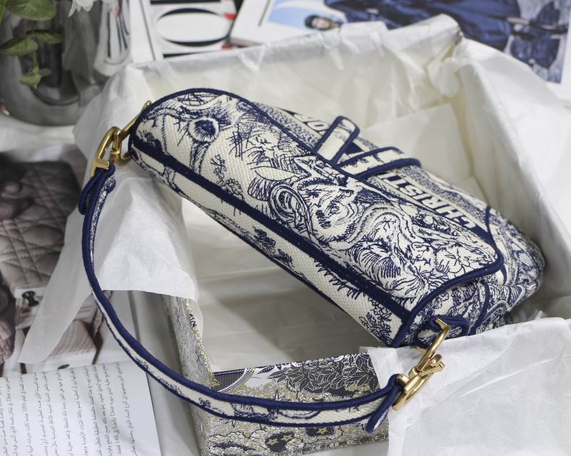Saddle Bag Blue Toile de Jouy Embroidery – DB074
