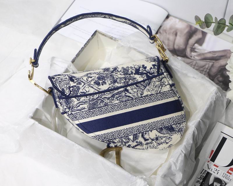 Saddle Bag Blue Toile de Jouy Embroidery – DB074
