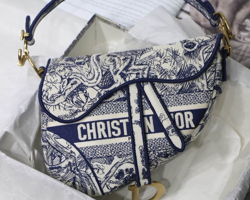 Saddle Bag Blue Toile de Jouy Embroidery – DB074