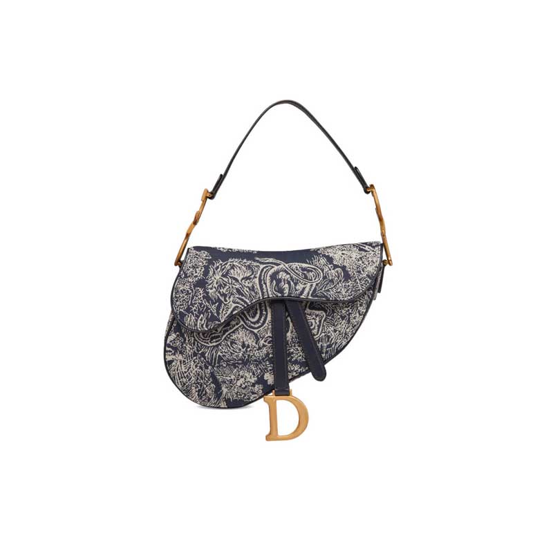 Saddle Bag Blue Toile de Jouy Reverse Jacquard – DB080