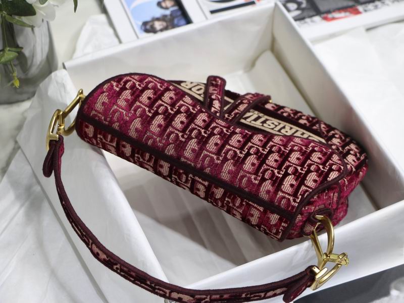 Saddle Bag Burgundy Dior Oblique Embroidered Velvet – DB077