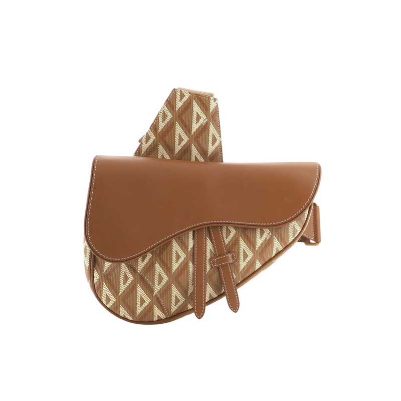 Saddle Bag Coffee CD Diamond Canvas and Smooth Calfskin- DB082