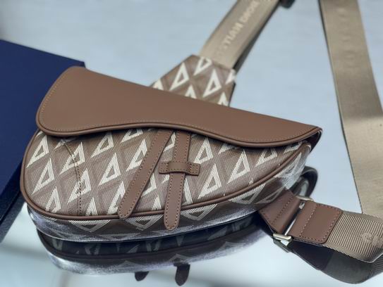 Saddle Bag Coffee CD Diamond Canvas and Smooth Calfskin- DB082