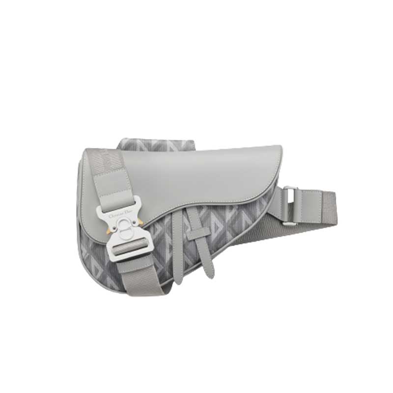 Saddle Bag Dior Gray CD Diamond Canvas and Smooth Calfskin – DB083